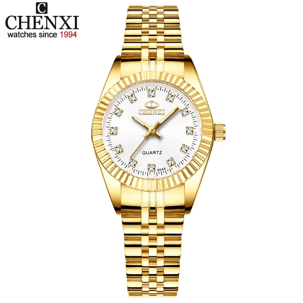 CHENXI 004A Luxury Women Watch Stainless Steel Quartz Watches Waterproof Diamond Woman Wristwatch Fashion Elegant Ladies Clock