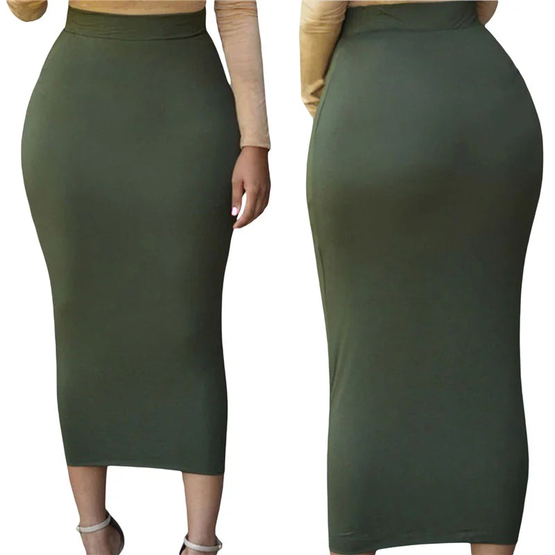 2024 New Muslim Thick Solid Women Skirt Fashion High Waist Stretch Bodycon Slim Long Ladies Elegant Pencil Skirt