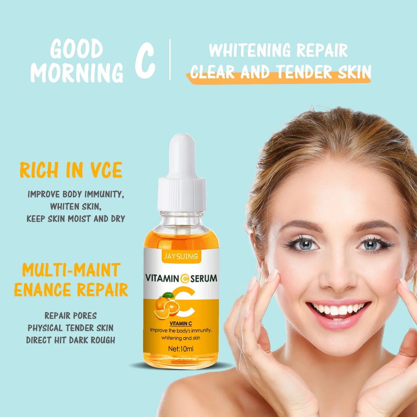 Vitamin C Whitening Face Serum Hyaluronic Acid Retinol Facial Essence Purifying Serum Dark Spot Remover Skin Care 2PCS/Set