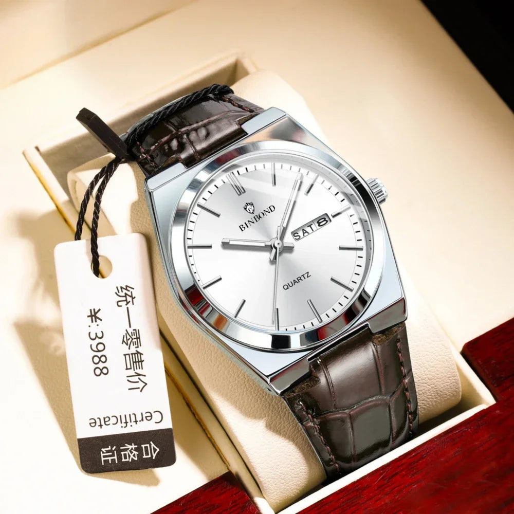 New Casual Business Fashion Quartz Wristwatches Movement Silver Clock Men Luxury Watch Automatic Watches Mens Gifts Reloj Hombre