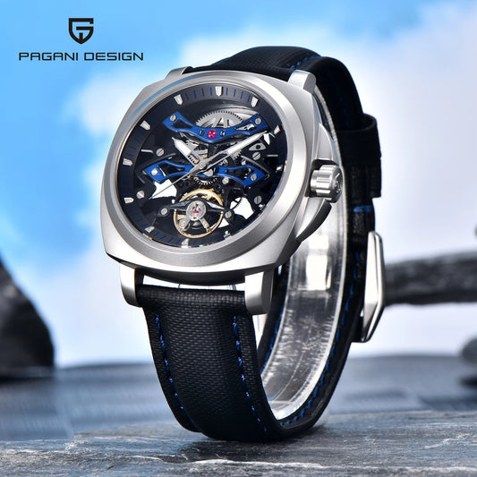 PAGANI DESIGN Hollow Tourbillon Mens Mechanical Watches Luxury Automatic Watch For Men Waterproof Leather Sapphire Mirror Clock