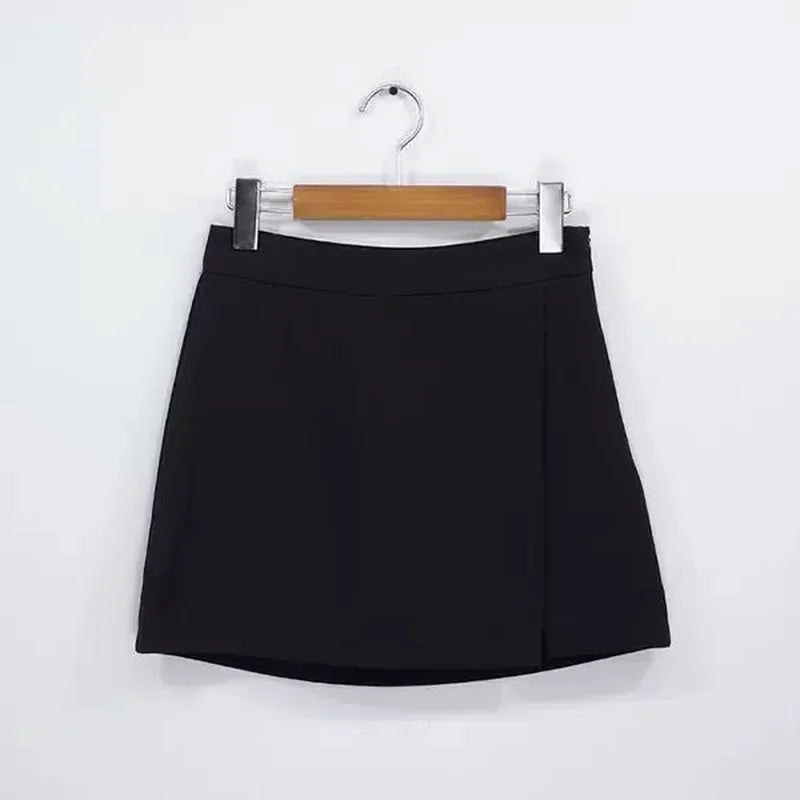 Mini Skirts Women Irregular Solid Side-slit Stretchy Korean Style Trendy Chic OL High Waist Female Bottom Popular Spring Autumn