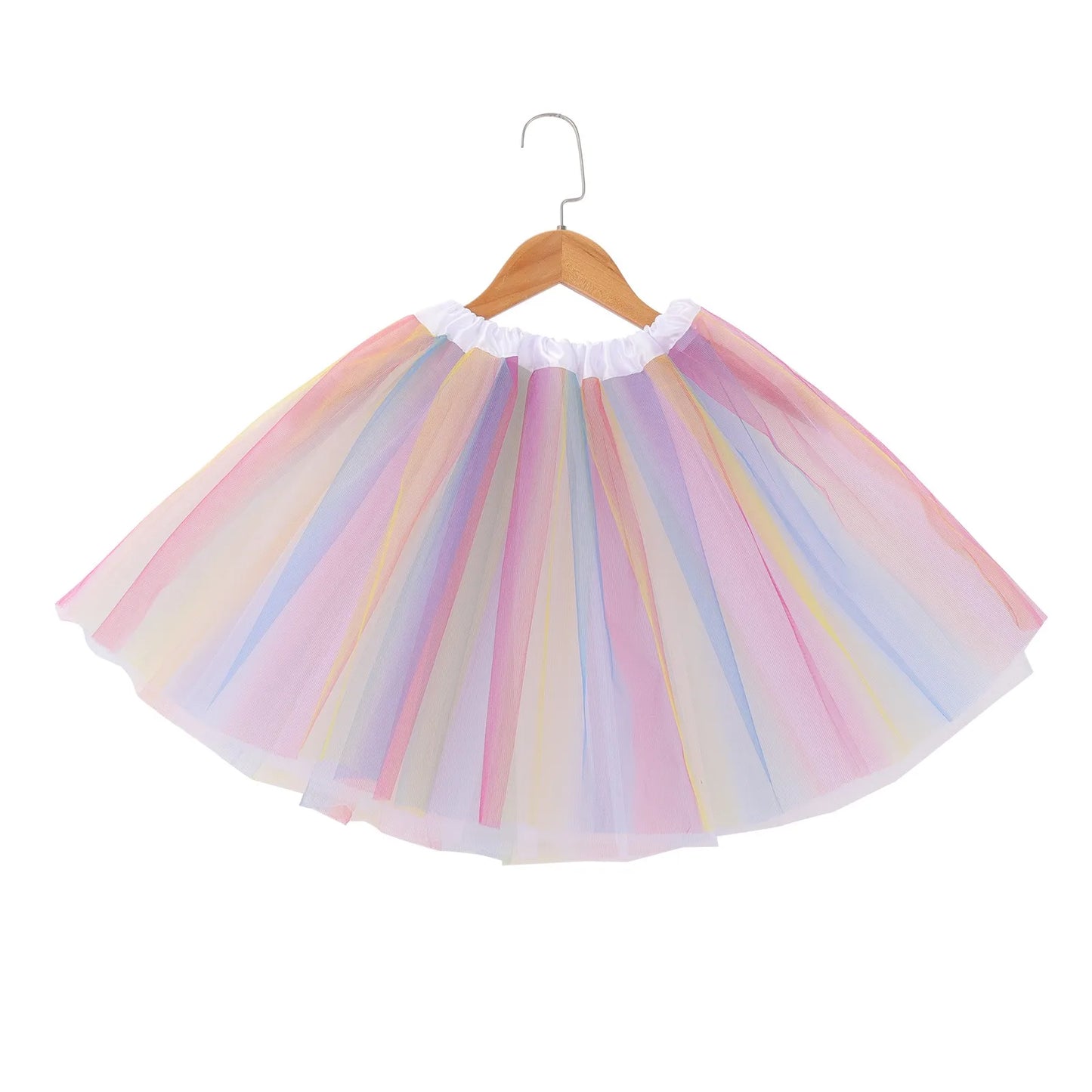 Women Short Tutu Skirt Elastic Waist Multicolor Patchwork Tulle Fluffy Dance Party Ballet Perform Festival Adult Skirt