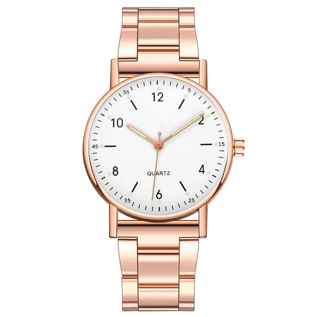 Ladies High-end Quartz Watch Stainless Steel Luminous Dial Leisure Watch Women Watches Rose Gold Stainless Steel Dial Ladies