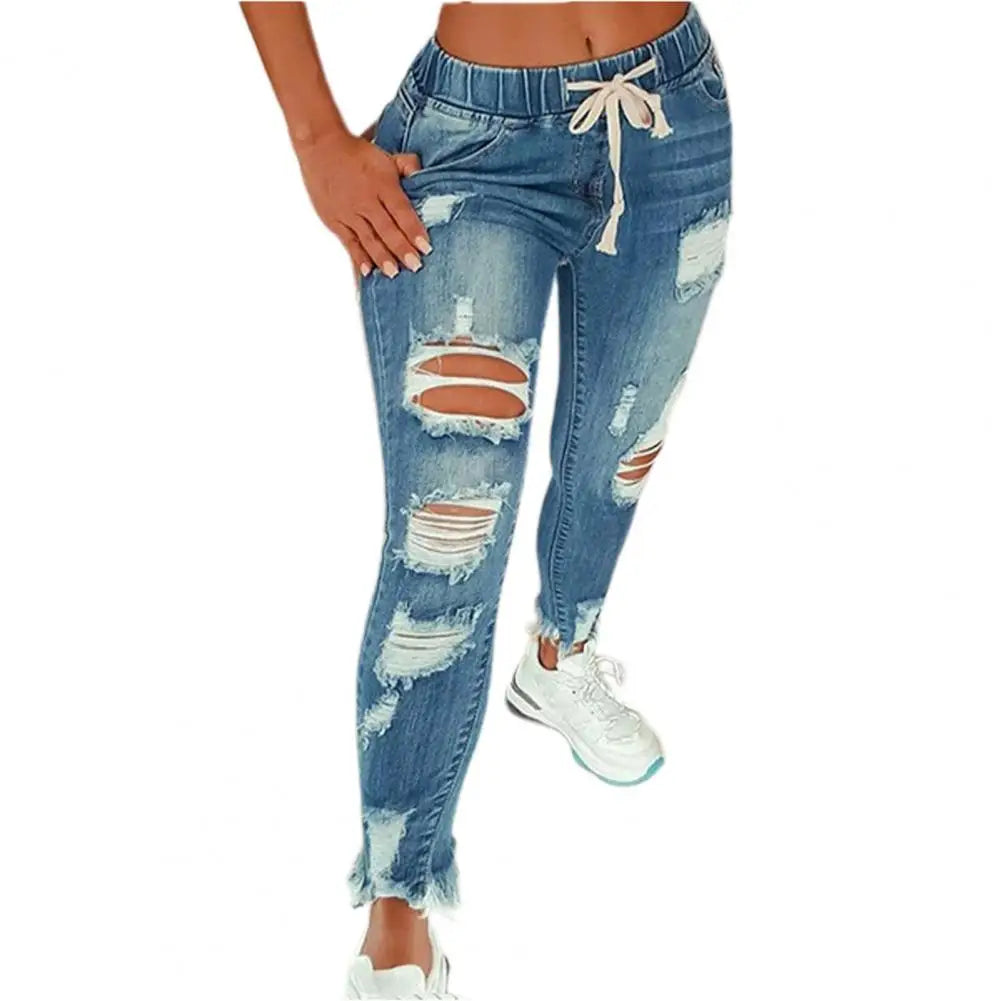 Popular  Denim Pants Summer Pure Color All Match Jeans Slim Female Pencil Jeans for Dating