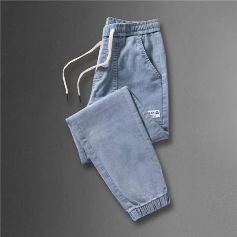 2023 Spring and Autumn New Classic Fashion Solid Color Haren Pants Men's Casual Slim Comfortable Elastic High Quality Jeans 5XL