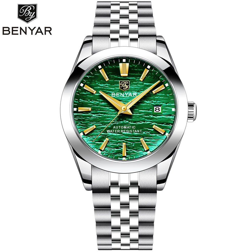 BENYAR 2025 New 40MM Dial Mechanical Watch 316L Stainless Steel Simple 5Bar Waterproof Men's Automatic Watch