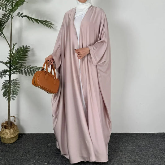 Open Front Abaya Muslim Out Kaftan Loose Maxi Length Dress ,Women Jilbabs Long Sleeve Cardigan Coat And Sleeveless Inner Dress