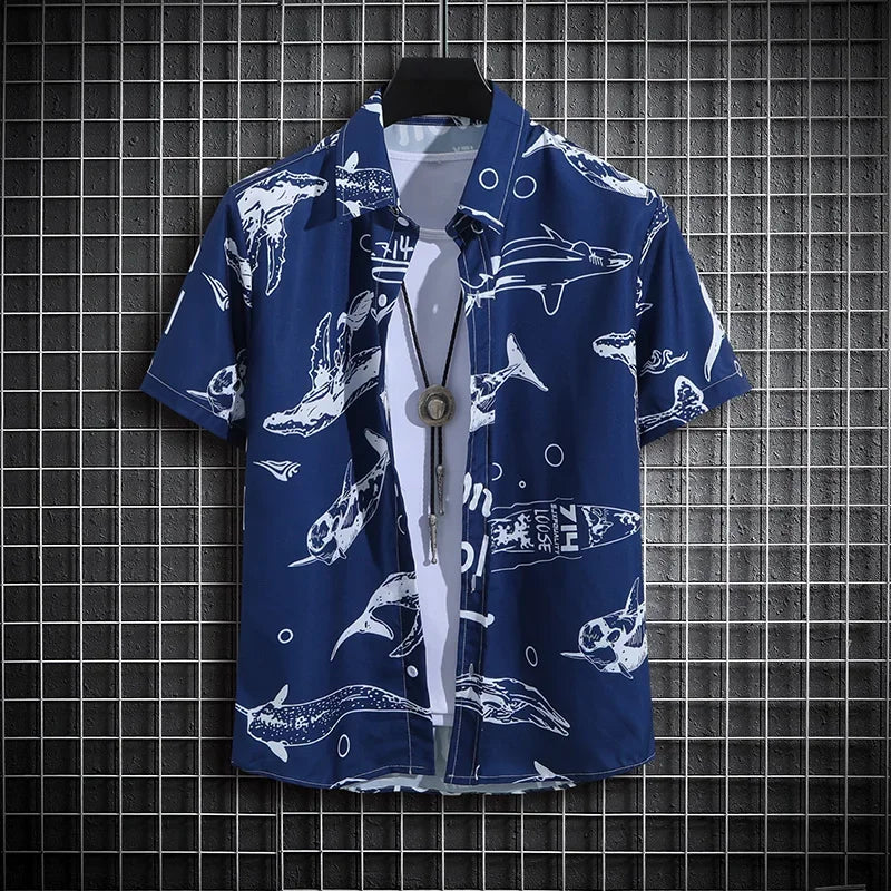 【14 colors】Men's Tropical Short Sleeve Printed Shirt  Unisex  Casual Tops  Men's Tropical Short Sleeve Printed Shirts