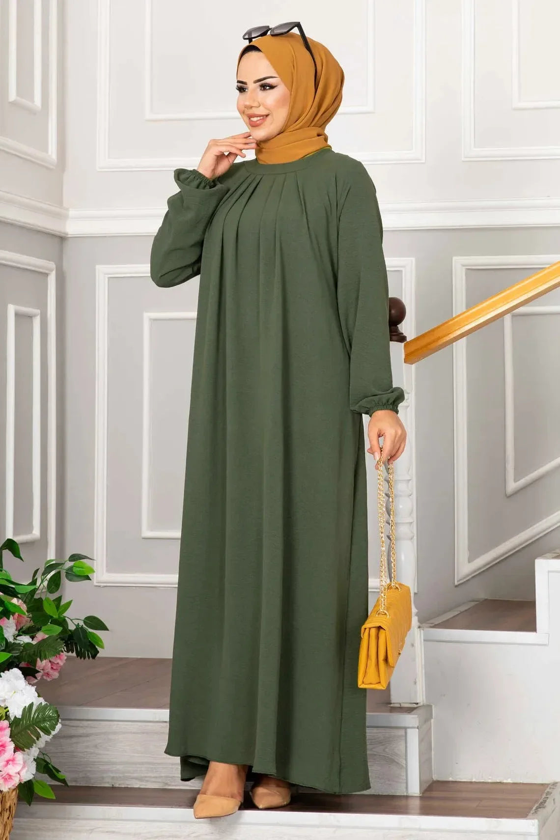 Turkish Muslim Dress Modest Pleated Dresses Abayas for Women Ball Evening Robe Femme Musulmane Dubai Abaya Kaftan Islam Clothing