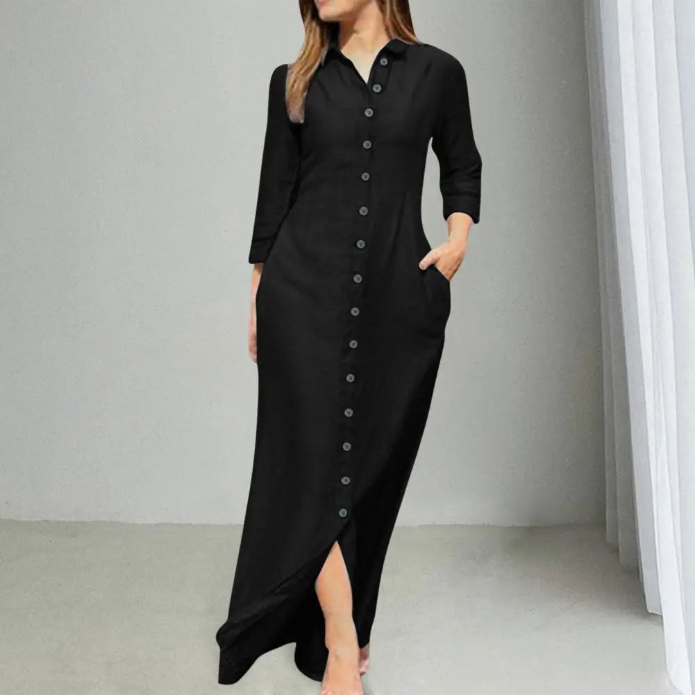 2024 Autumn Elegant Women's Denim Dress Long Sleeve Buttons Shirt Long Dress Female Fashion New Elegant Casual Ladies Clothes