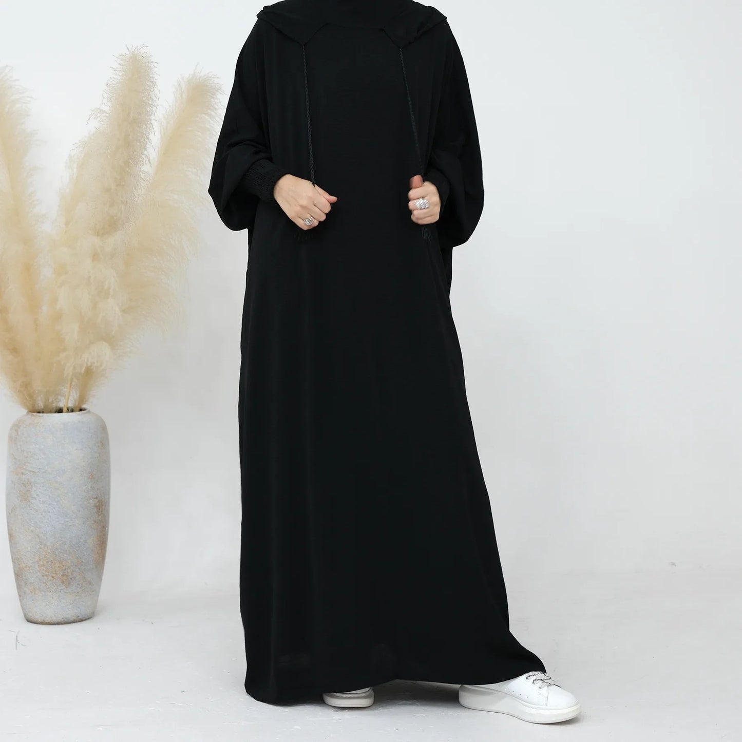 Kaftan Abaya Dubai Clothes for Muslim Women 2024 Fashion Summer Autumn Muslim Long Sleeve Solid Color Long Abaya Hijab Dress