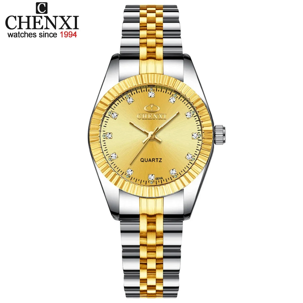 CHENXI 004A Luxury Women Watch Stainless Steel Quartz Watches Waterproof Diamond Woman Wristwatch Fashion Elegant Ladies Clock