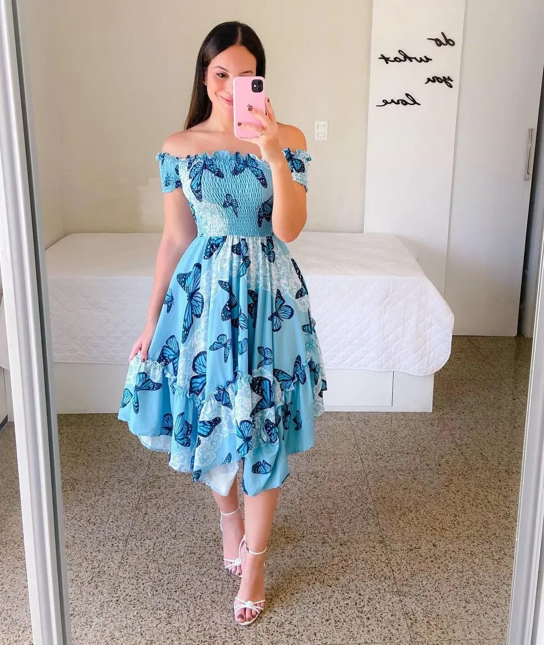 Dresses Summer Ladies Sexy Off Shoulder Flower Print Dress Elegant Short Sleeve Elastic Irregular Casual Dress Vestido De Mujer