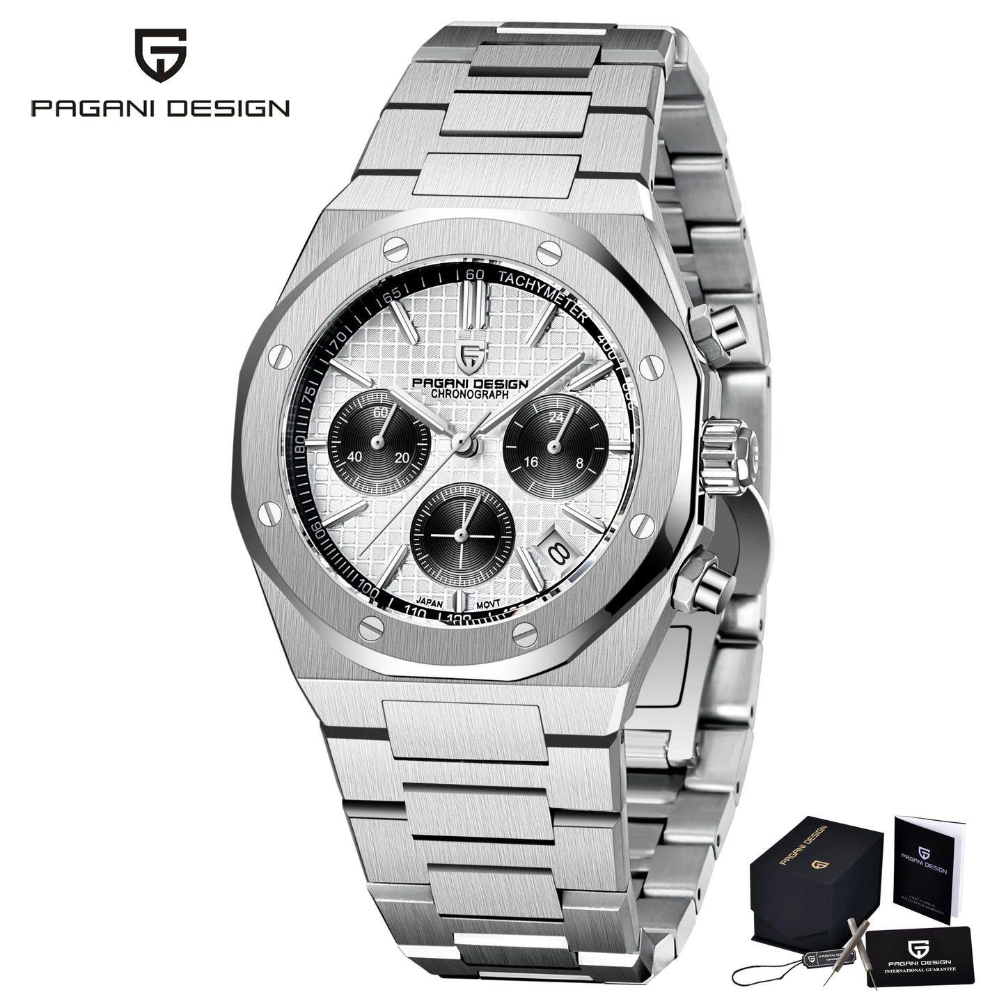 PAGANI DESIGN 2024 Fashion Sports Men's Quartz Watch PD1707 VK63 Stainless Steel Sapphire Waterproof Chronograph watches for men