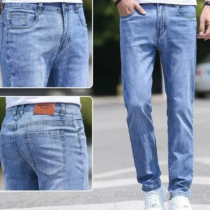 Trend in jeans men thin straight base big size casual denim long pants DN0556