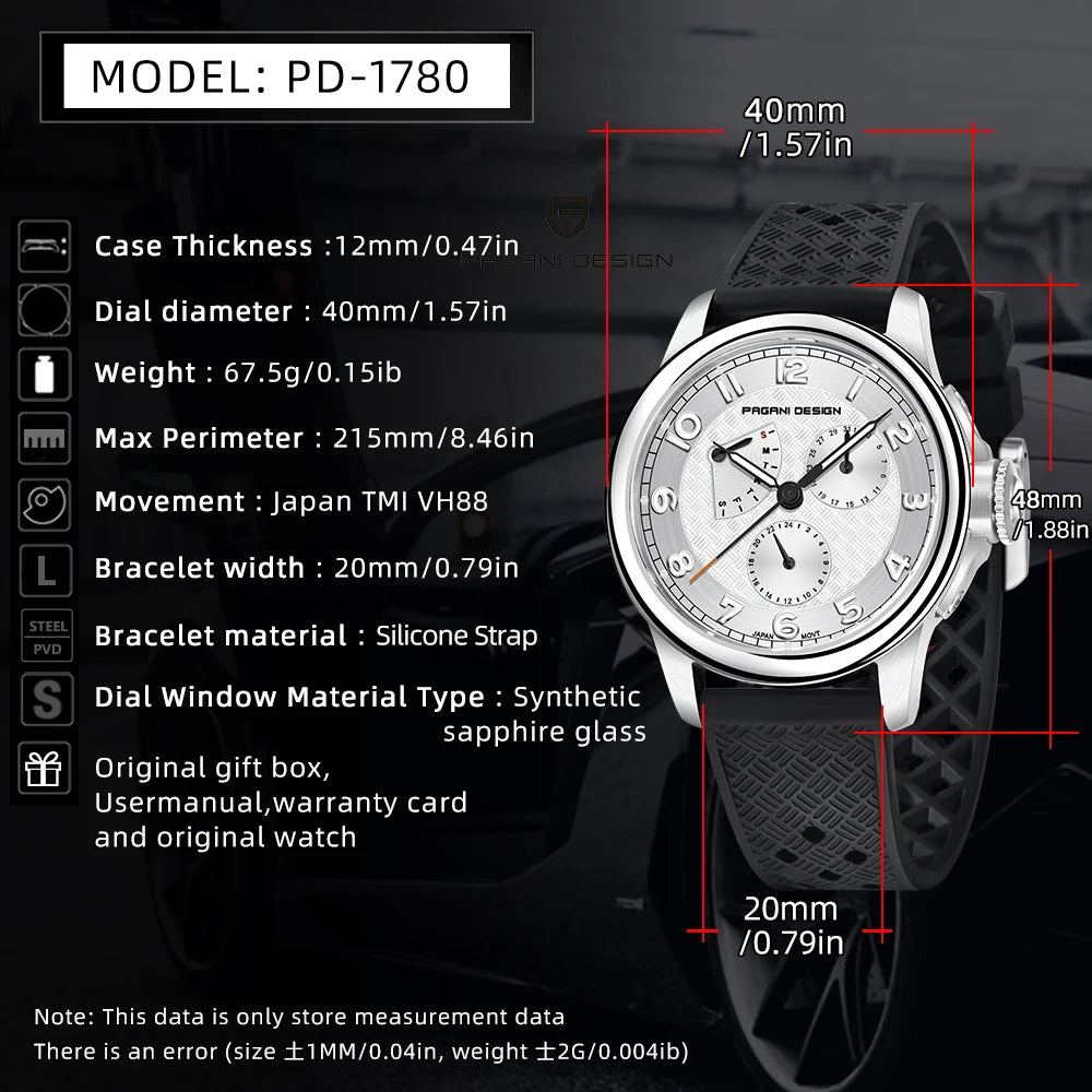 PAGANI DESIGN Watch Quartz Wristwatch Luxury Men's Steel Watches Sapphire Glass Sports Business Watch for Men reloj hombre