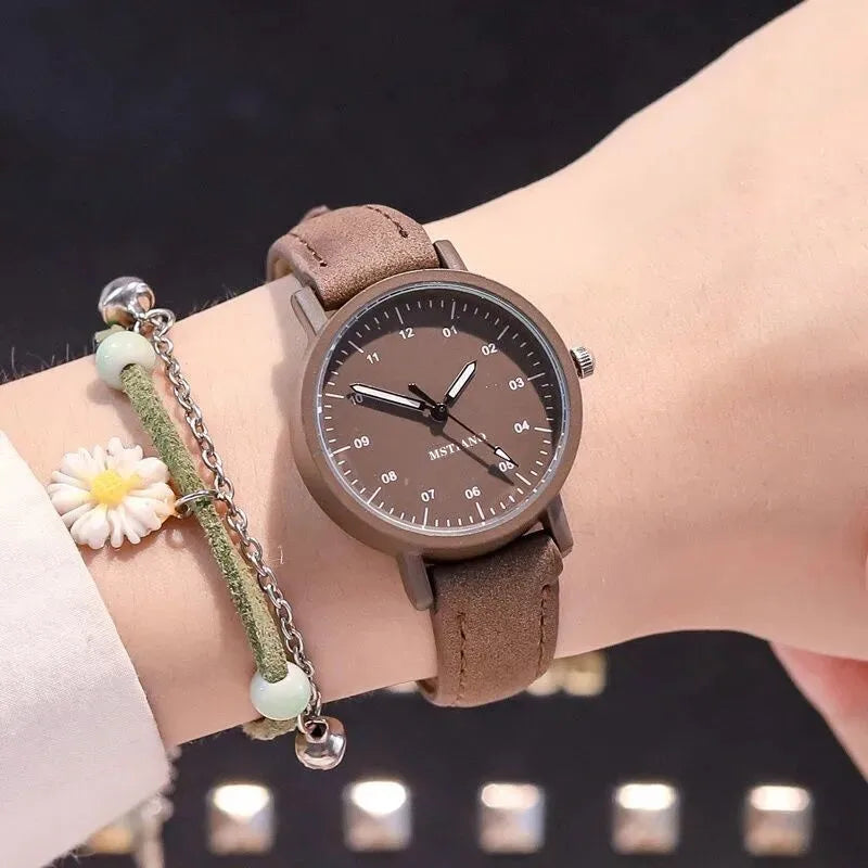 Women Watches PU Leather Strap Women Quartz Watches Waterproof Round Dial Retro Bracelet Watch Ladies Girls Wristwatch