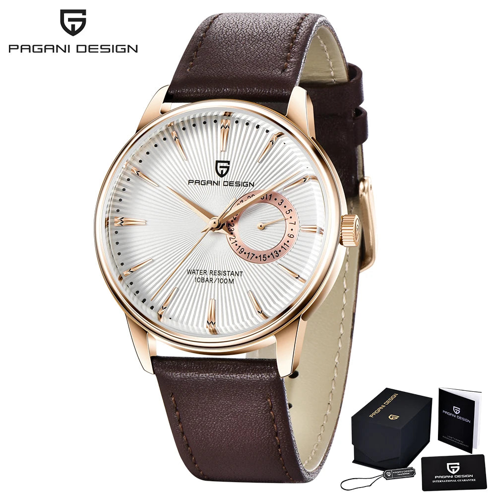 PAGANI DESIGN Quartz Watch VH65 Men's Automatic watches Casual Fashion Leather Watch for men reloj hombre PD1654