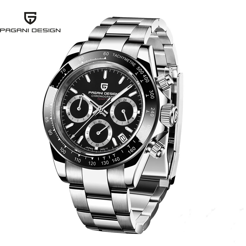 PAGANI Design Men's Quartz Watch VK67 Top Brand Luxury Sports Sapphire Stainless Steel Waterproof 100m Chronograph Reloj Hombre