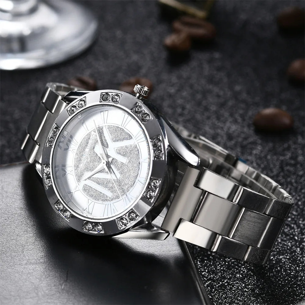 Women Watches Diamond Unisex Quartz Wristwatch For TVK Logo Fashion Stainless Steel Bracelet Gold Men Trendy Clock Watches