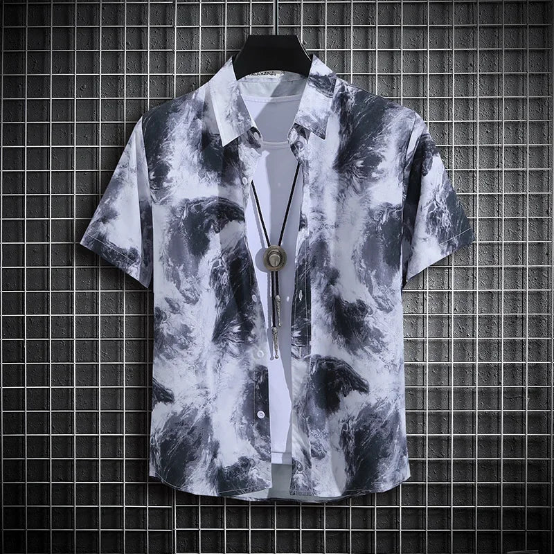 【14 colors】Men's Tropical Short Sleeve Printed Shirt  Unisex  Casual Tops  Men's Tropical Short Sleeve Printed Shirts