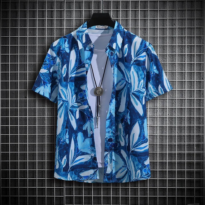 【14 colors】Men's Tropical Short Sleeve Printed Shirt  Unisex  Casual Tops  Men's Tropical Short Sleeve Printed Shirts