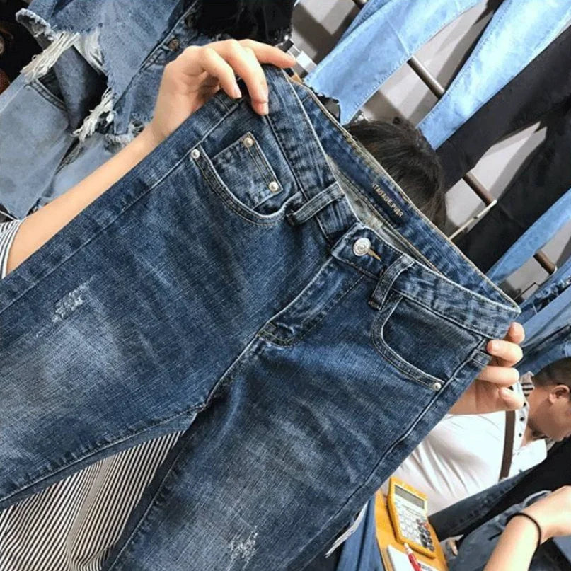 Skinny Ripped Jeans Women Spring Summer Autumn Hot Selling Women's Fashion Casual Girls Cute Denim Pants Female Cheap Wholesale