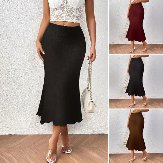 2024 Skirts Woman Trendy Fashion Knitted Jacquard Stretch Jacquard Fishtail Skirt Female Long Skirt New Elegant Women's Clothing