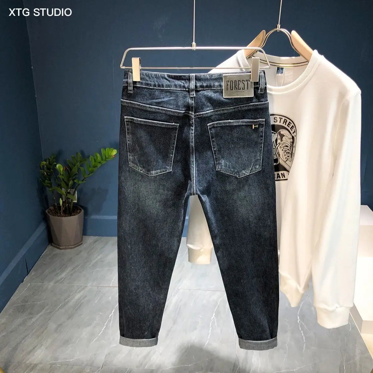 New Luxury Korean Fashion Men Slim Men's Jeans Casual Style for Spring and Autumn Streetwear Cowboy Designer Clothes Trousers