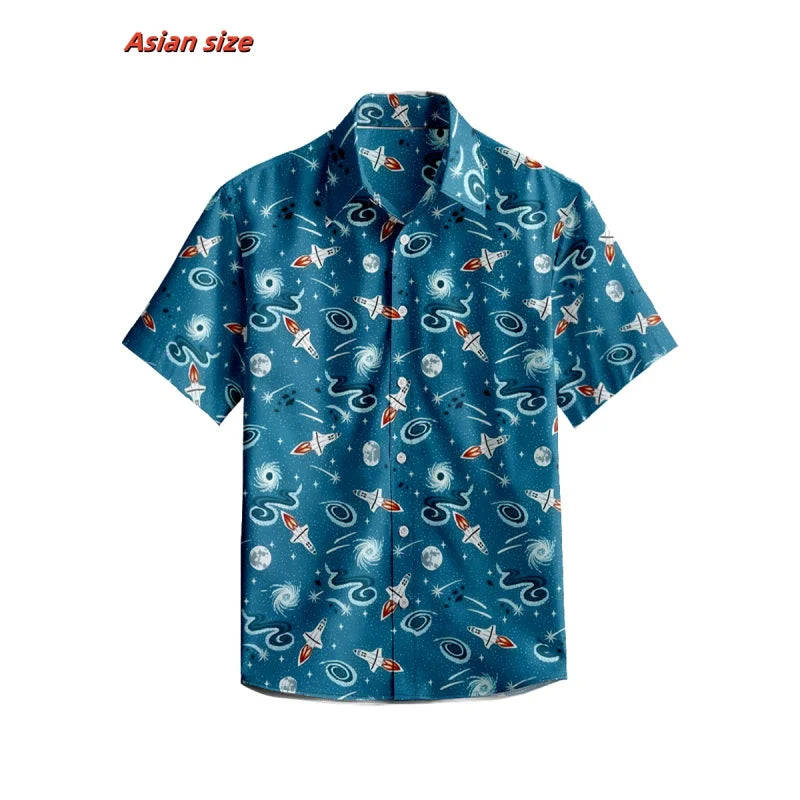 Colorful Stripes Baseball Pattern Hawaiian Shirt For Men Retro 3D Print Short Sleeve Tops Casual Lapel Aloha Shirts Loose Blouse