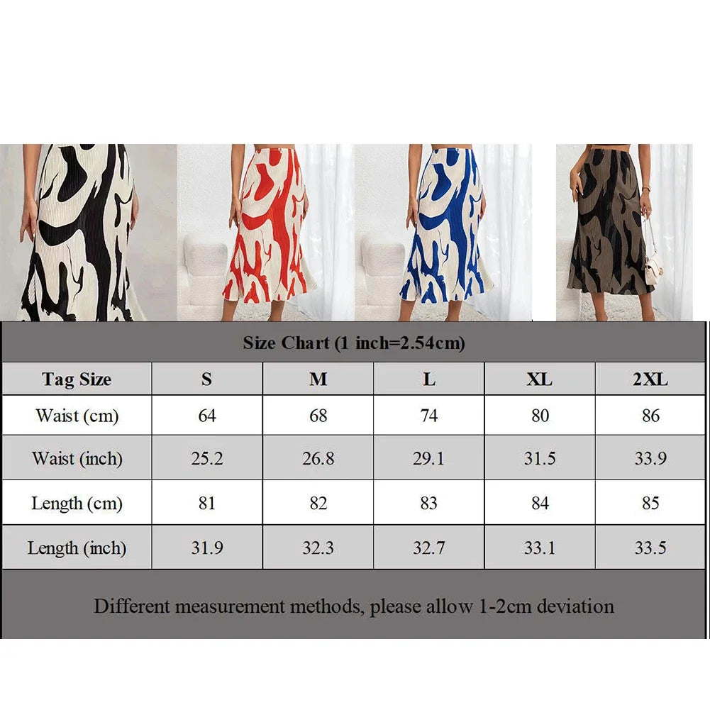 Summer New Women Printed Skirt Elegant Geometric Red Blue Dark Gray Retro Half Skirt Fashion Slim High Waist Beach Skirt