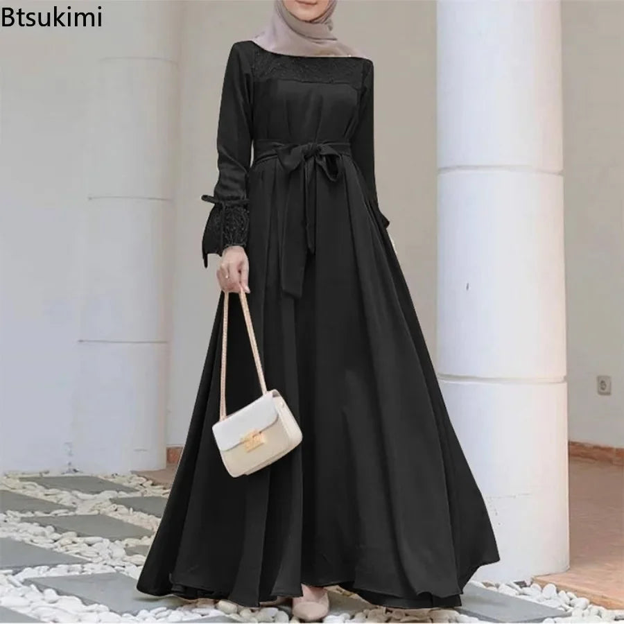 Elegant Dubai Turkey Kaftan Marocain Eid Muslim Fashion Abaya Dress for Women Long Sleeve Party Evening Dresses Islamic Clothing