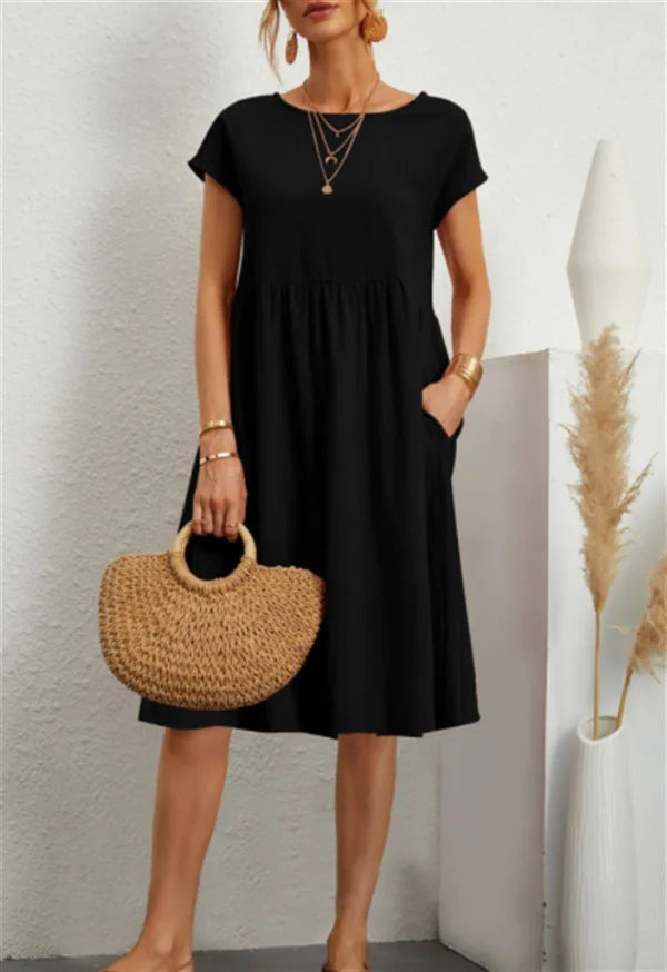 Cotton Elegant Women's Dress for Women 2024 Summer Sexy A-Line Short Sleeve Boho Midi Dresses Woman Robe Femme Mini Dress Ladies