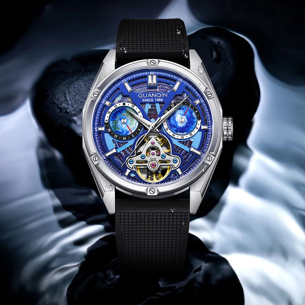 2024 New GUANQIN Tourbillon Men's Watches Top Brand Luxury Automatic Watch For Men Mechanical Wristwatches Clock Sapphire Mirror