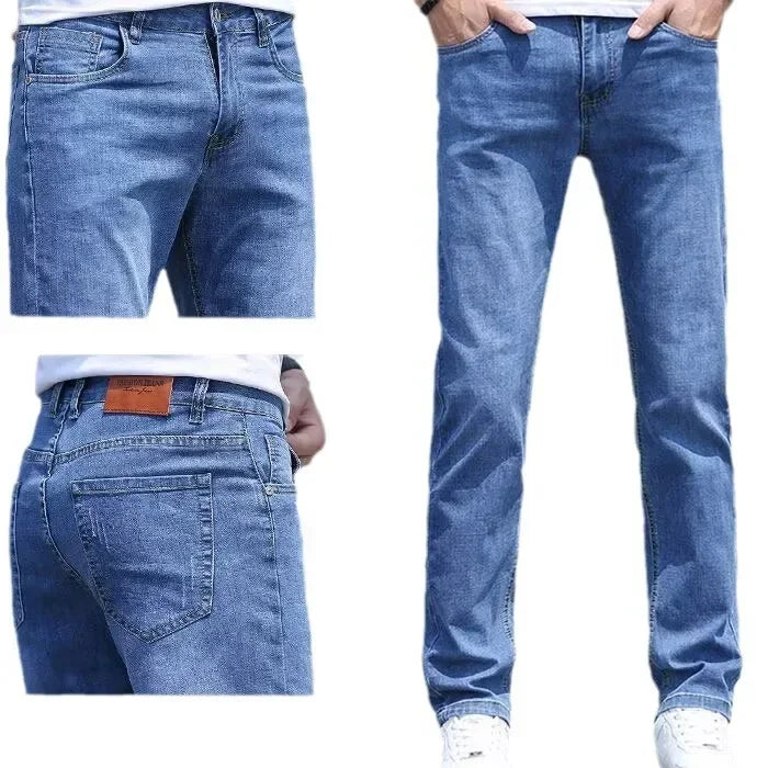 Trend in jeans men thin straight base big size casual denim long pants DN0556