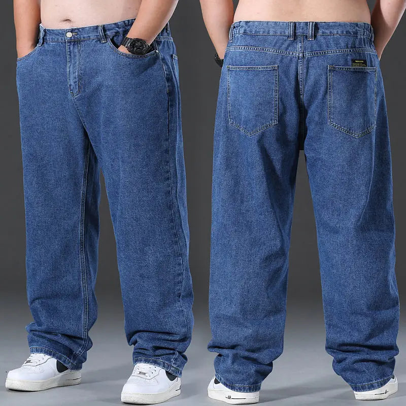 Work Wear Straight Baggy Jeans Trousers Men Casual Wide Leg Classic Durable Gray Denim Pants Big size Clothes Male 2023 New