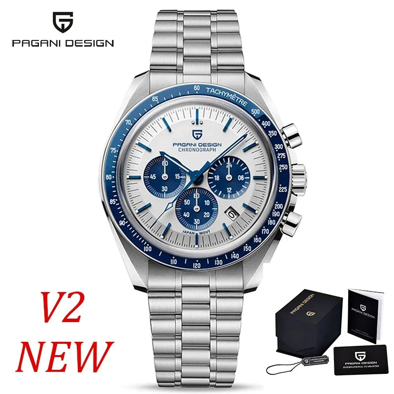 PAGANI DESIGN Moon Mens Watches Luxury Automatic Quartz Watch For Men Chronograph Waterproof Sports Clock Men Wristwatch Relogio