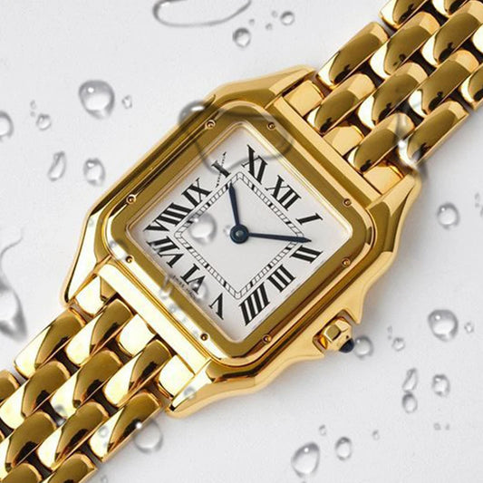 Luxury Ladies Fashion Quartz Watch Simple Scale Square Quality Gold Plated Women Watches Business Stainless Steel Folding Clock