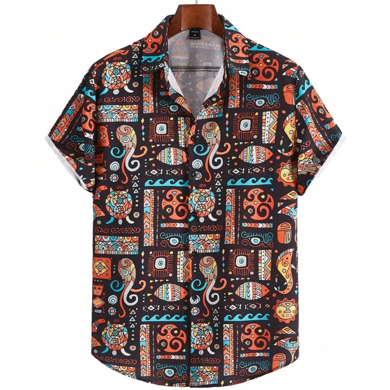 Hawaiian Men'S Shirt 3d Cashew Flower Print Short Sleeve Shirts Summer Fashion Casual Tops Harajuku Loose Oversized Men Clothing