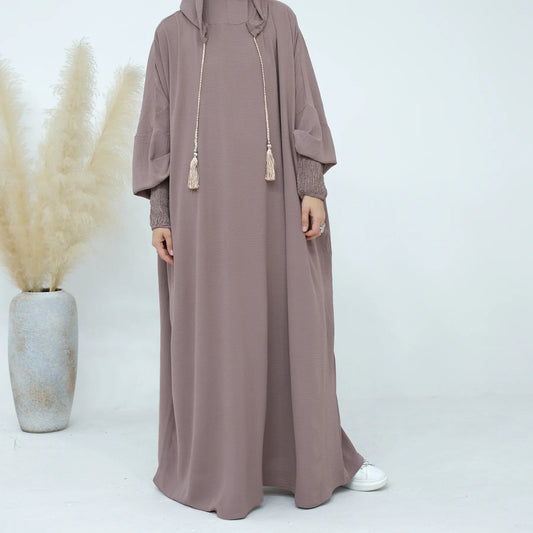 Kaftan Abaya Dubai Clothes for Muslim Women 2024 Fashion Summer Autumn Muslim Long Sleeve Solid Color Long Abaya Hijab Dress