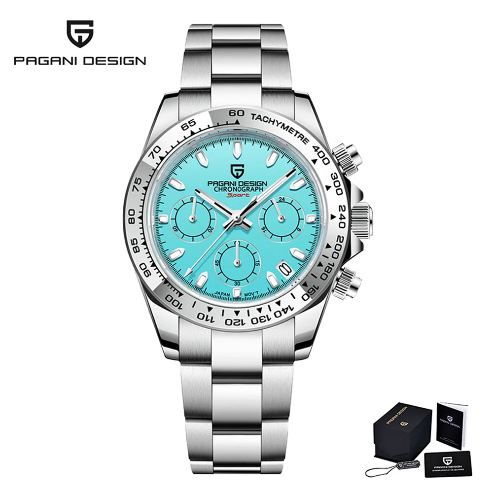 PAGANI Design Luxury Fashion Quartz Watch PD1727 Stainless Steel Sapphire Waterproof Chronograph Watch for Men