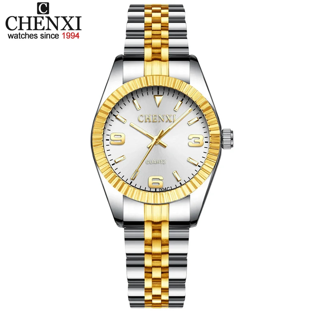 CHENXI 004A Luxury Women Watch Stainless Steel Quartz Watches Waterproof Diamond Woman Wristwatch Fashion Elegant Ladies Clock