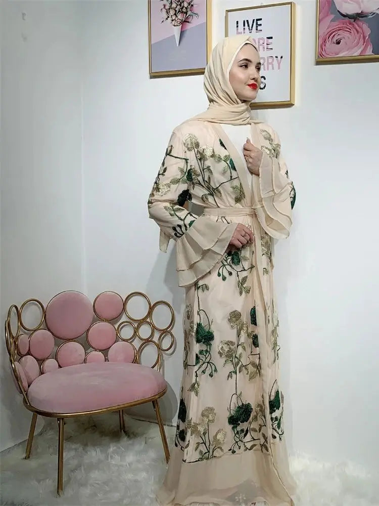 Ramadan Eid Kimono Abaya Damen Luxury Islam Muslim Prayer Clothes Women Dress Kebaya Kaftan Robe Musulmane Caftan Marocain Femme