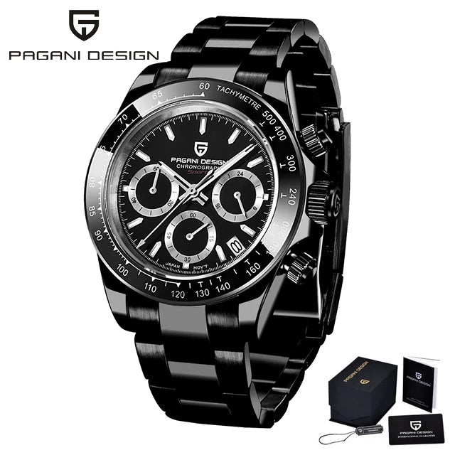 40mm New V2 PAGANI DESIGN Men's Quartz Watches Sapphire Retro Chronograph Stainless Steel Waterproof Watch Men Relogio Masculino