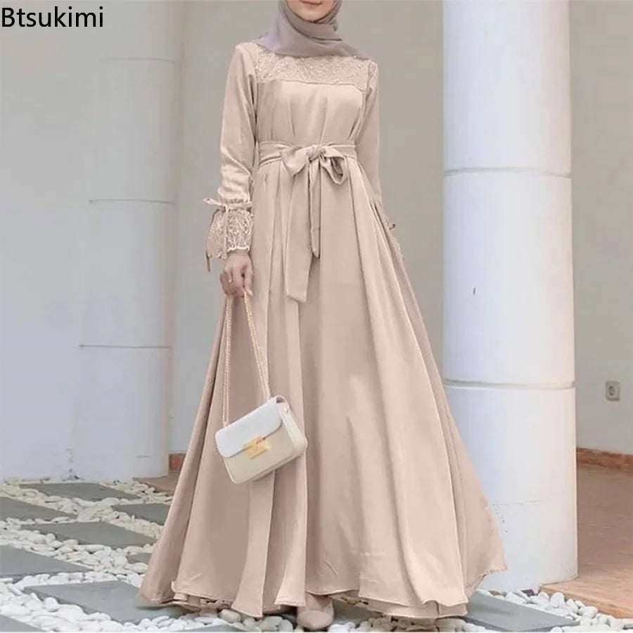 Elegant Dubai Turkey Kaftan Marocain Eid Muslim Fashion Abaya Dress for Women Long Sleeve Party Evening Dresses Islamic Clothing