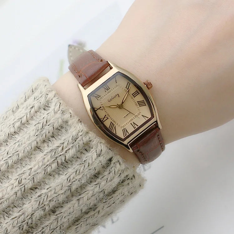 Retro Brown Women Watches Qualities Small Ladies Wristwatches Vintage Leather Bracelet Watch Fashion Brand Female Envío Gratis