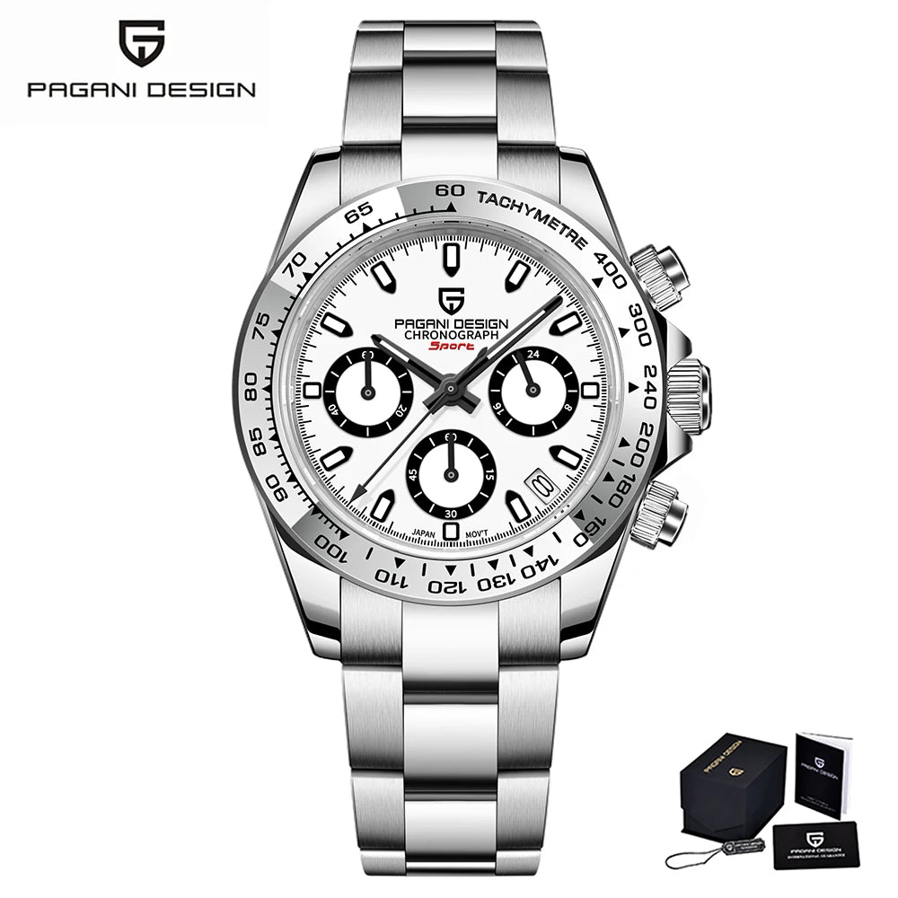 PAGANI Design Luxury Fashion Quartz Watch PD1727 Stainless Steel Sapphire Waterproof Chronograph Watch for Men