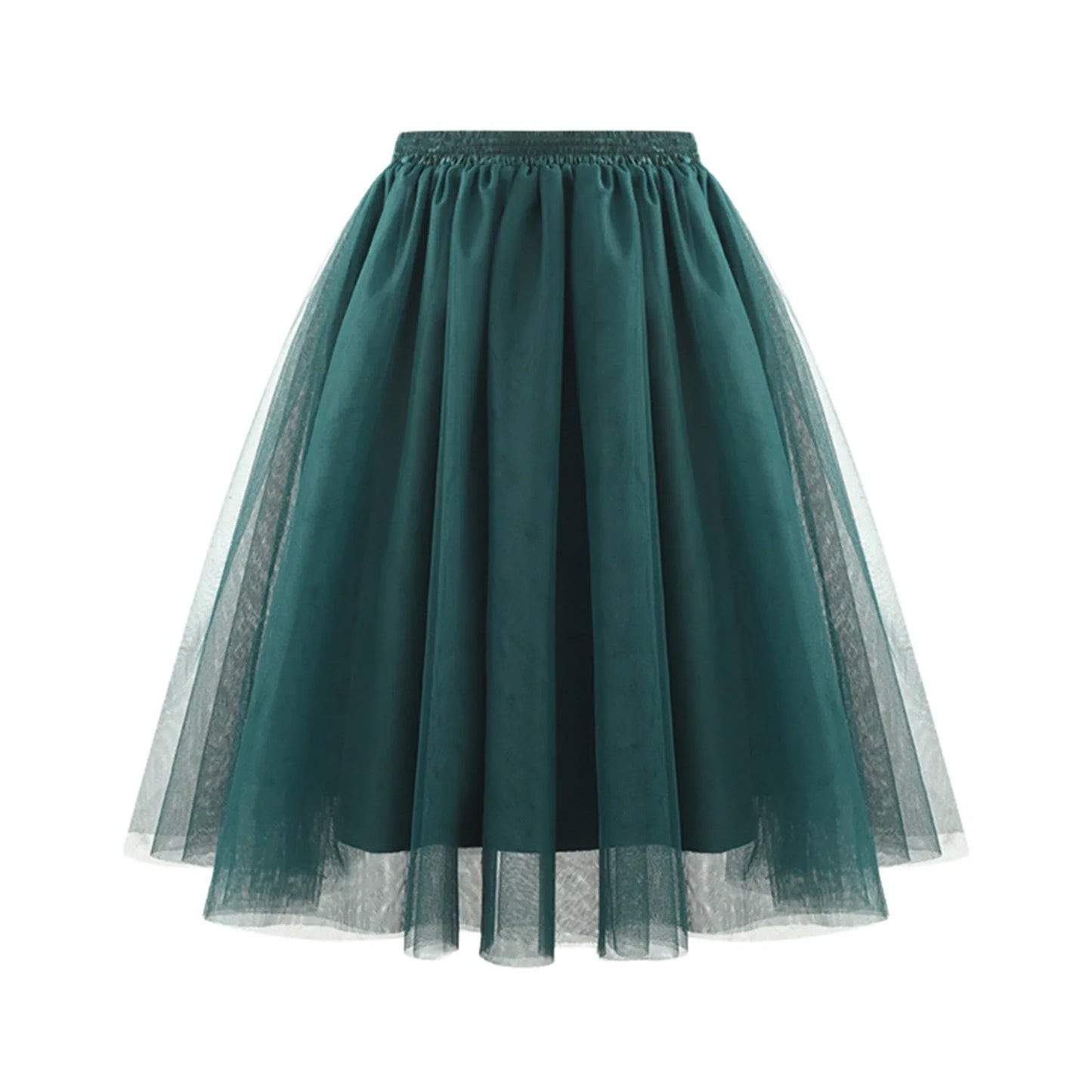 Fashion Tulle Skirt Pleated Tutu Skirts Womens Soft Drape Mid Length Skirt Wedding Bridal Bridesmaid Large Size A Line Skirts