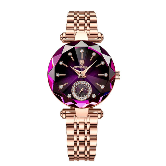 POEDAGAR Romantic Crystal Ladies Watches Top Brand Diamond Waterproof Women Watch Luxury Stainless Steel Female Clocks Rose Gold